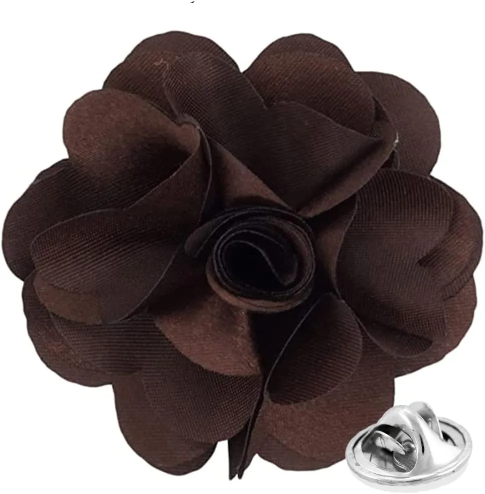 Vittorio Vico Unisex Satin Solid Flower Lapel Pin