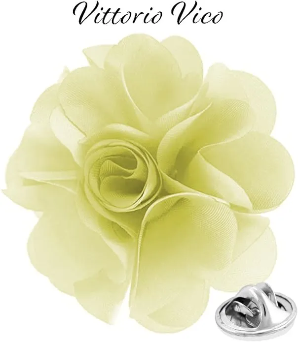 Vittorio Vico Unisex Satin Solid Flower Lapel Pin