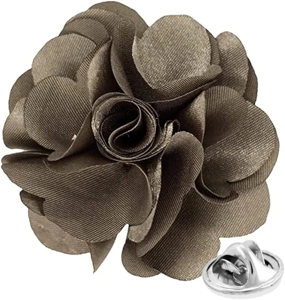 Vittorio Vico Unisex Satin Solid Flower Lapel Pin