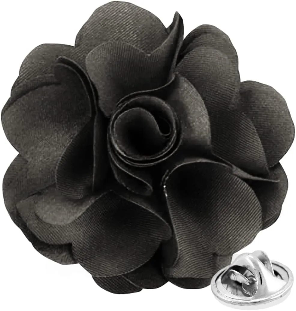 Vittorio Vico Unisex Satin Solid Flower Lapel Pin